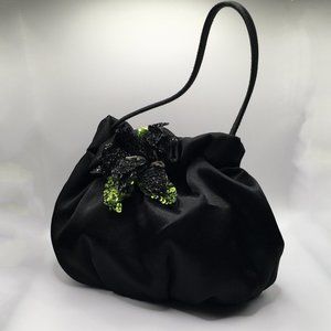 NWOT Designer MENBUR Black Evening Bag Short Strap Handbag Pocketbook Purse.